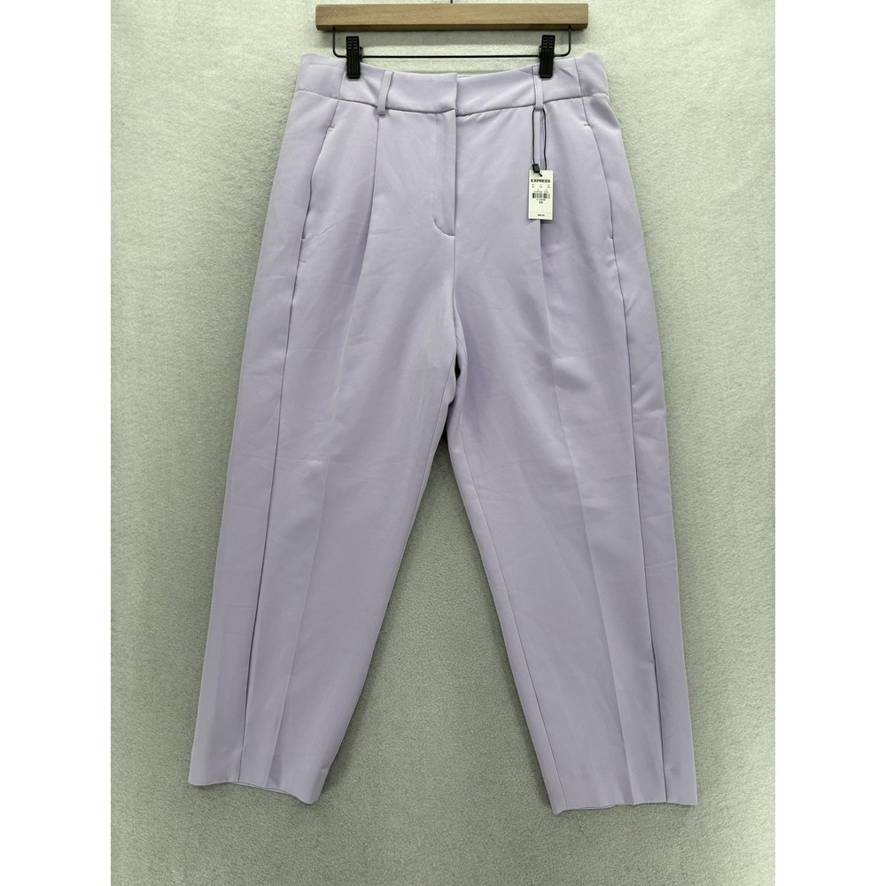 Express Ankle High Rise Dress Pants Womens 10S Purple Twill Tapered Workwear NWT